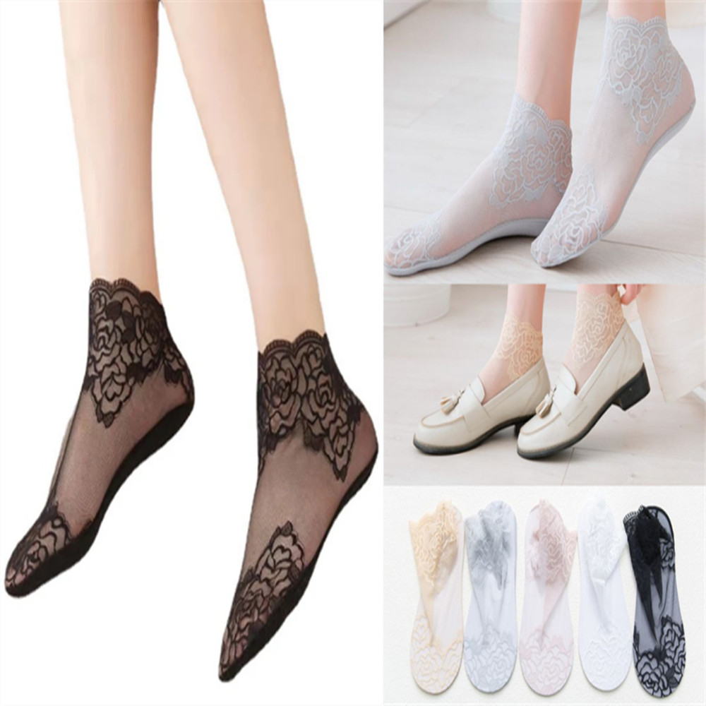 Invisibility Sock Loafer - Kaos Kaki Wanita Tipis Motif Mawar,