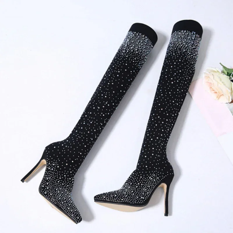 Sepatu bot wanita hak tinggi m - Knee High Sock Women ulasan dan harga