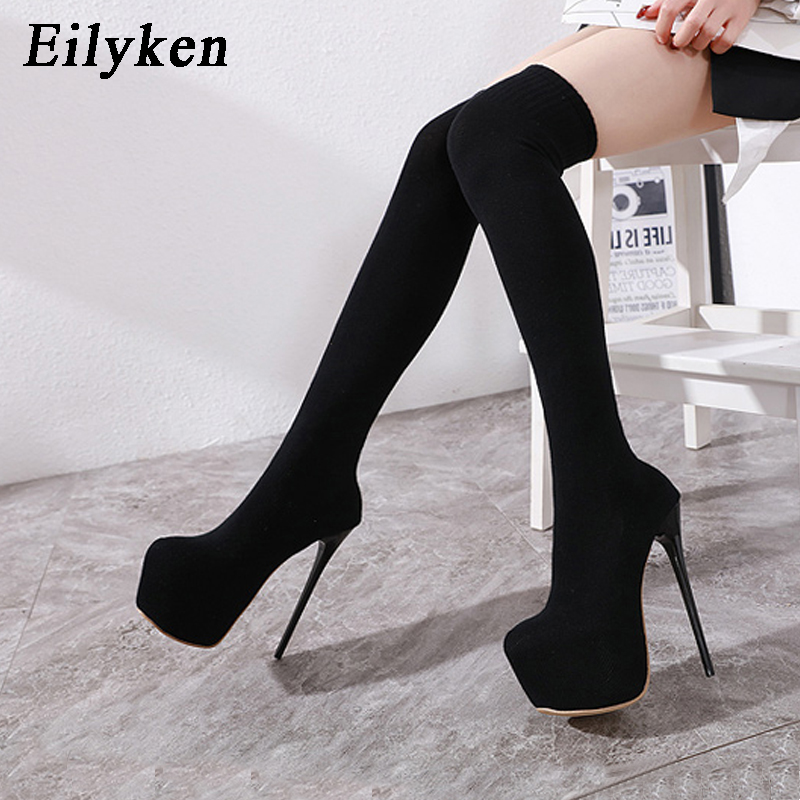 Eilyken sepatu bot hak tinggi  - Knee High Sock Women ulasan dan harga