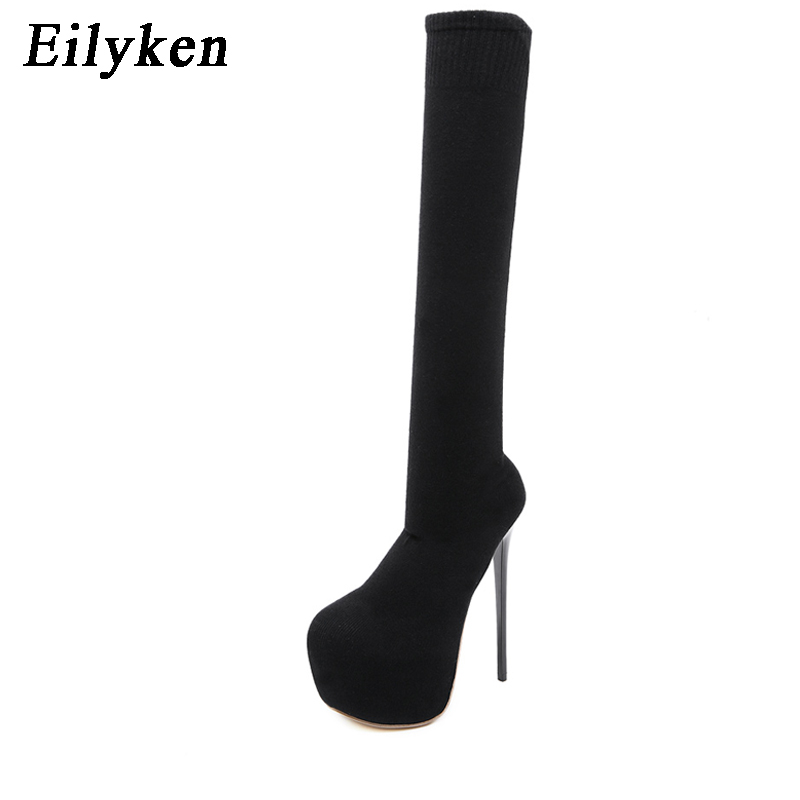 Eilyken sepatu bot hak tinggi  - Knee High Sock Women ulasan dan harga